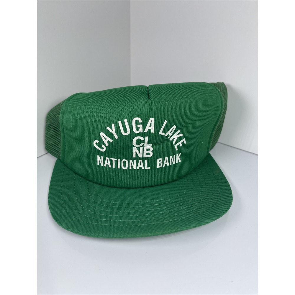 Vintage Cayuga Lake National Bank Snapback Trucker Hat‎ Cap CLNB Mesh USA